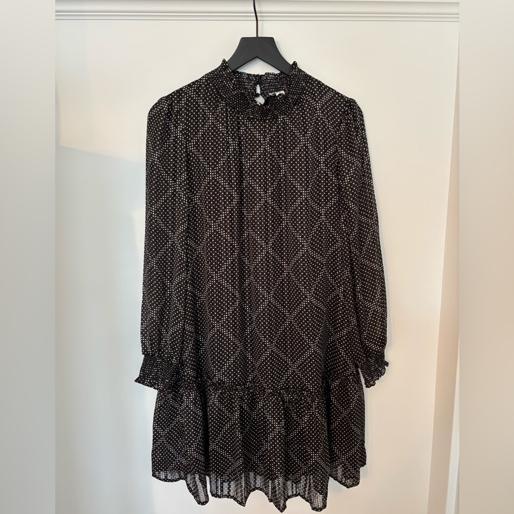 JCrew Factory Black Print Dress Size Small